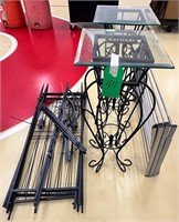 2 Decorative Tables, Folding Rack & Metal Decor