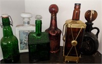 Lot w/ Vtg Decanters & Bottles incl Man o' War,