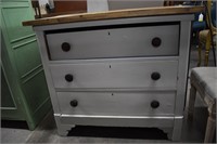 Antique Three Drawer Chest. New Top 36x19