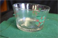 Clear Glass Holly Berry Leaf Bowl