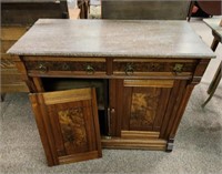 Rouge Marble Walnut 2 over 2 Cabinet as is