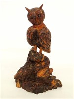 Folk Art Carved Wooden Owl