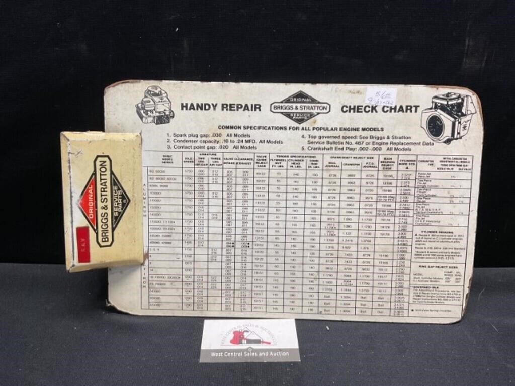 Briggs and Stratton Check Chart Clip Board