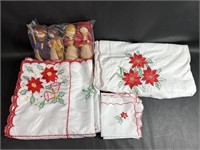 Vintage Burlap Nativity Set & Christmas Tablecloth