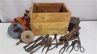 Rumford Crate Full of Antique Tools Etc