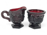 Avon Ruby Red Cape Cod Collection Creamer & Sugar