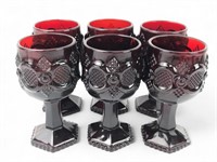 (6) Avon Ruby Red Cape Cod Small Wine Goblets