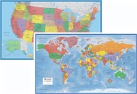 3D World & USA Wall Map Set