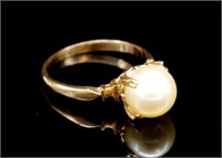 8mm Japanese pearl and 14ct rose gold ring