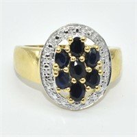 Gold plated Sil Blue Sapphire(1.95ct) Ring