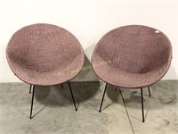 Pair of Cool Retro Wicker Basket Chairs