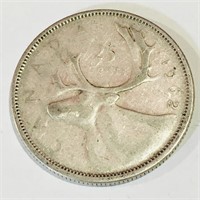 Silver 1962 Canada 25 Cent Coin