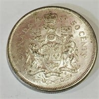 Silver 1966 Canada 50 Cent Coin