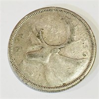 Silver 1956 Canada 25 Cent Coin