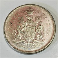 Silver 1965 Canada 50 Cent Coin