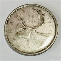 Silver 1964 Canada 25 Cent Coin