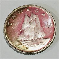 Silver 1968 Canada 10 Cent Coin