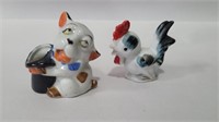 Dog vase 3.5in tall and chicken figure 3in tall