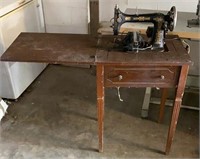 Antique New Home Sewing Machine And Table