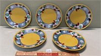 FIVE LUSTERED HANDPAINTED MADE IN JAPAN PLATES