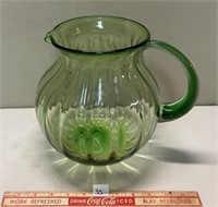 BEAUTIFUL PRESSED COLORED GLASS PITCHER