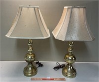 VINTAGE SET OF BRASS TABLE LAMPS SHADES