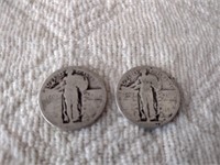 TWO STANDING LIBERTY QUARTERS