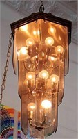 MCM 3 Tiered Beveled Glass Chandelier