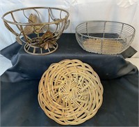 Assorted Wire And Reed Baskets