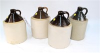 4- Stoneware jugs, approximately 1 gallon each