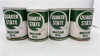 (4) Metal Quaker State oil cans (full)