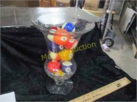 GLASS PITCHER WITH POOL BALLS
