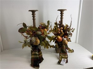2 Wood Candleholders