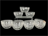 Baccarat Style Etched Design Glass Bowls