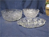 crystal bowls, tray .