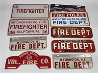 ASSORTED LOT OF FIRE DEPT. LICENSE PLATE TOPPERS