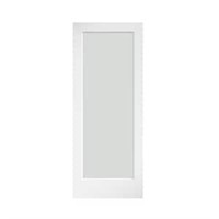 30 In. X 80 In. Frosted Glass White Finished Wood