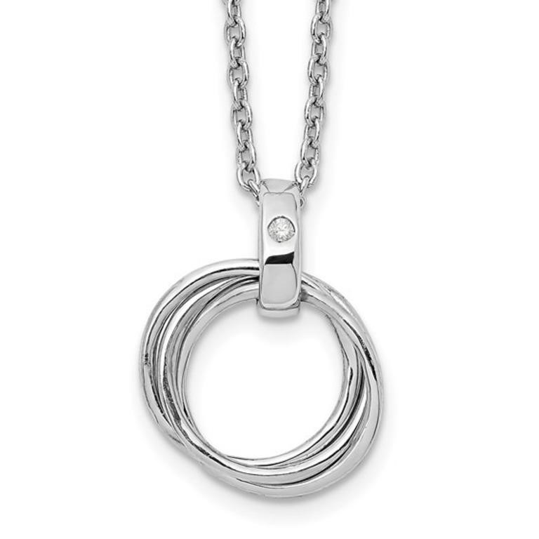 Sterling Silver Diamond Three Ring Necklace