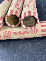 4 Rolls of assorted wheat cents