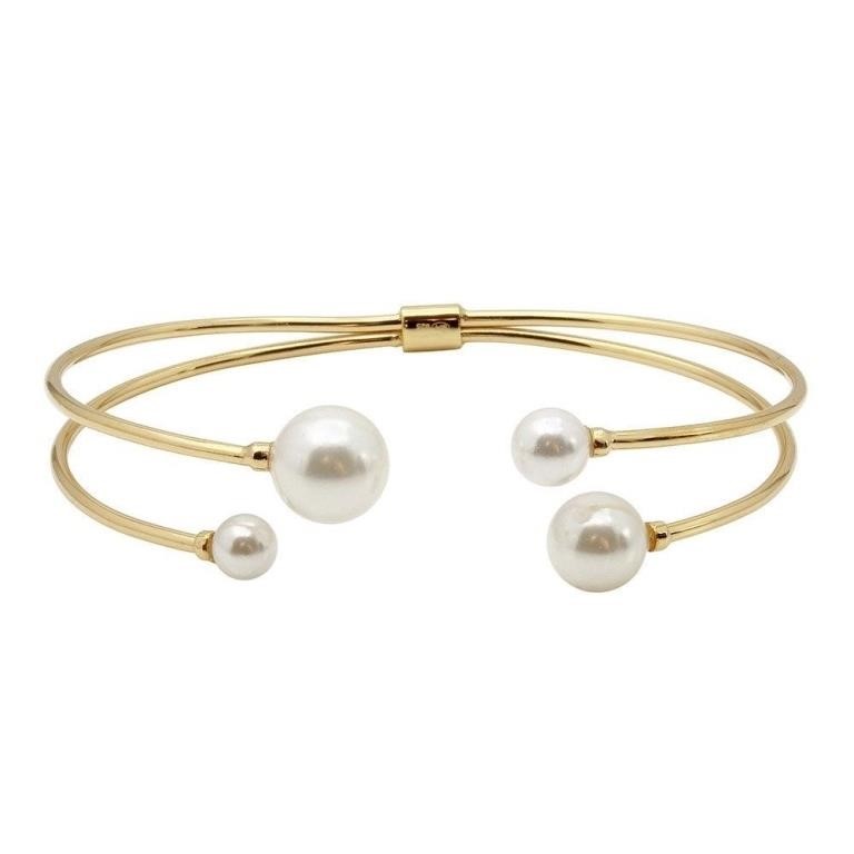 Sterling Silver Fresh Water Pearl Bangle Bracelet