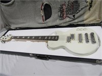 White Electric Bass In Case