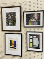 Lot of 4 Contemp. Mostly Abstract Paintings