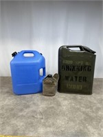Military Metal Water Can, Canteen, and Plastic