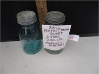 2-Ball perfect mason quart jars w/ zinc lids
