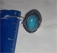 Turquoise (sy) Ring Size 9 German Silver