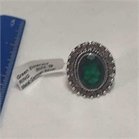 Green Emerald Ring Size 9 German Silver