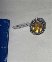 Citrine Ring Size 7 German Silver