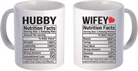 HUBBY & WIFE "NUTRITION FACTS" FUNNY MUG SET