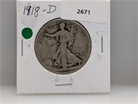 1918-D 90% Silver Walker Half $1 Dollar