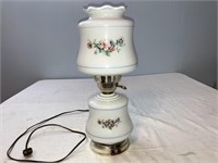 Vintage Dual Globe Milk Glass Lamp Floral